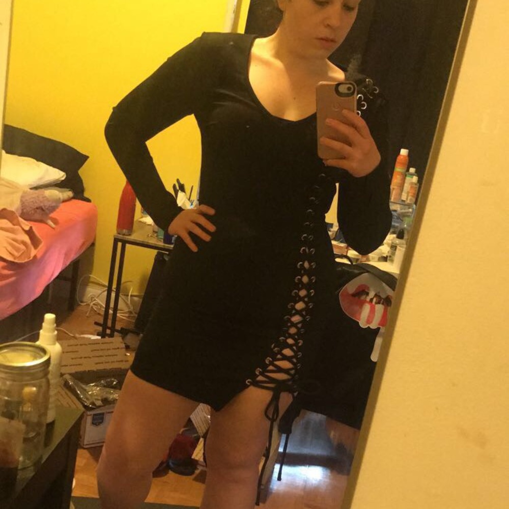Fashion Nova black lace up dress